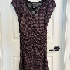 Express Black and Purple Patterned Midi Dress